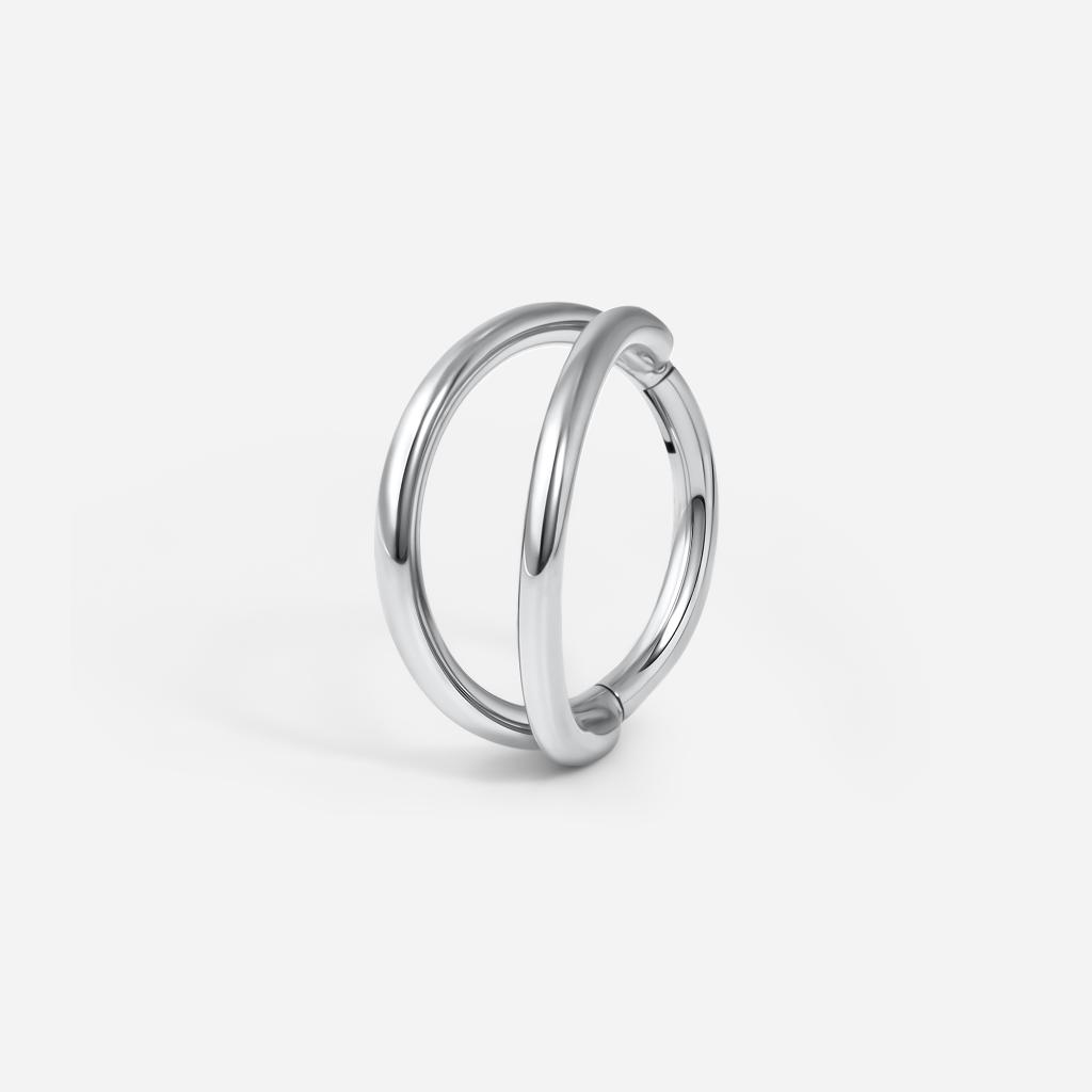 Implant Grade Titanium Hinged Double Hoop Side Facing Nose Segment Ring Piercing