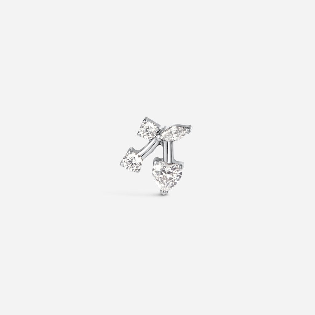 Titanium guided internally threaded top with a cherry charm and clear cubic zirconia accent.
