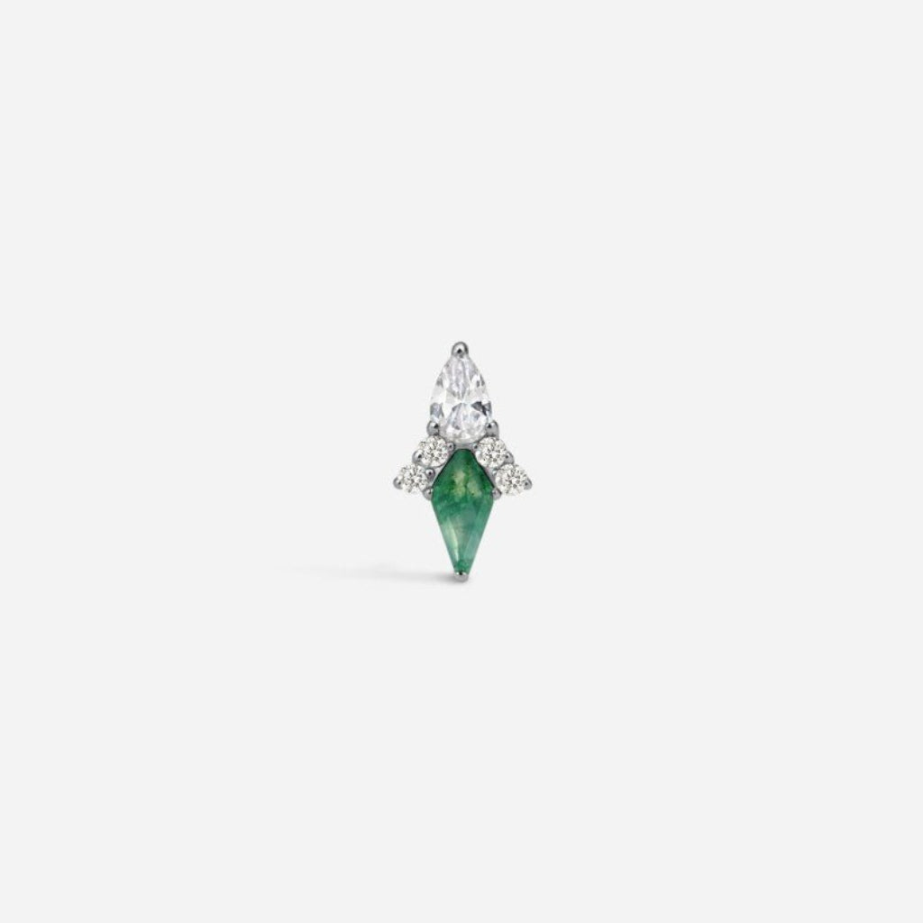 Implant Grade Titanium Guided Internally Threaded Moss Agate Piercing Top - SkinKandy | Body Jewellery & Piercing