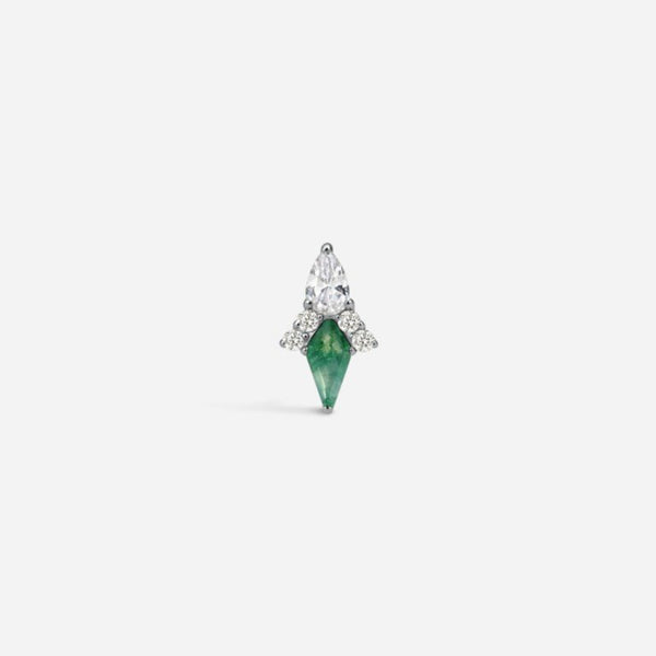 Implant Grade Titanium Guided Internally Threaded Moss Agate Piercing Top