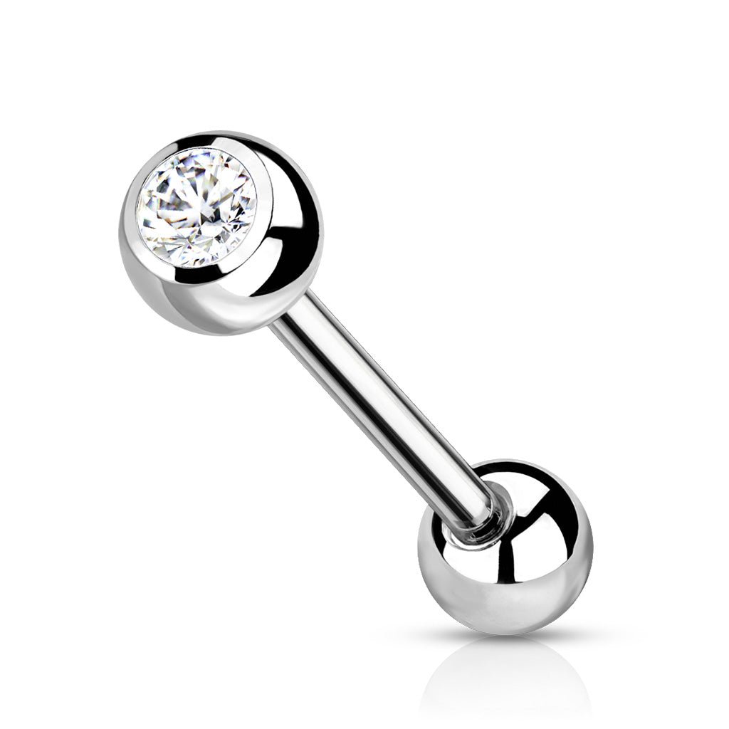 Titanium CZ Tongue Barbell - SkinKandy | Body Jewellery & Piercing Online Australia