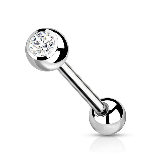 Titanium CZ Tongue Barbell - SkinKandy | Body Jewellery & Piercing Online Australia