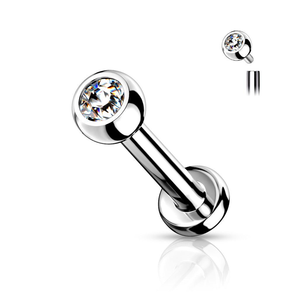 Titanium Internally Threaded Flatback Stud with Jeweled Ball Piercing - SkinKandy | Body Jewellery & Piercing Online Australia