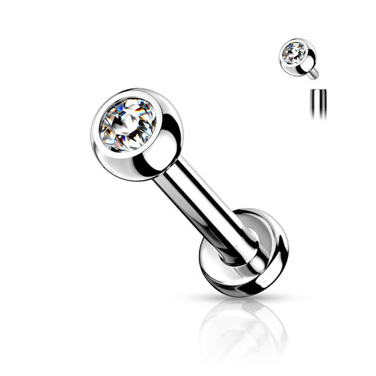 Titanium Internally Threaded Flatback Stud with Jeweled Ball Piercing - SkinKandy | Body Jewellery & Piercing Online Australia