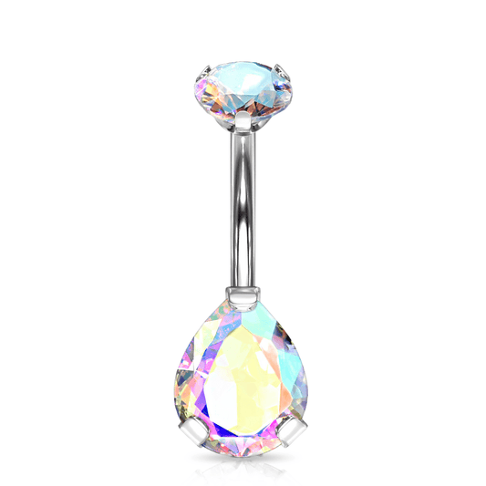 Titanium Pear Shape CZ Belly Ring - SkinKandy | Body Jewellery & Piercing Online Australia