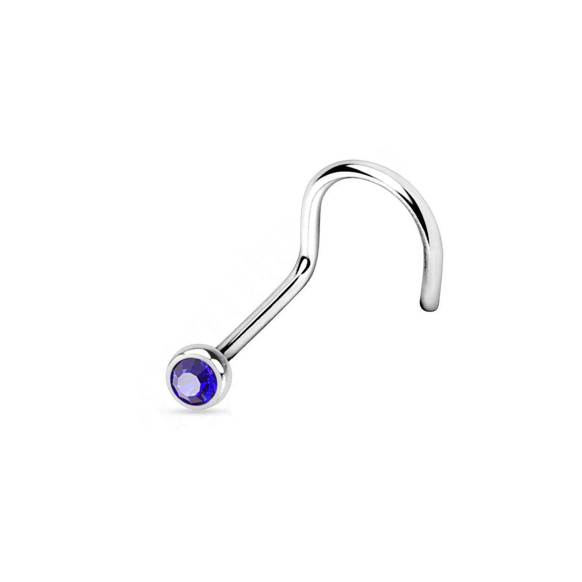 Titanium Nose Stud Twist with Deep Set CZ 20G - SkinKandy | Body Jewellery & Piercing