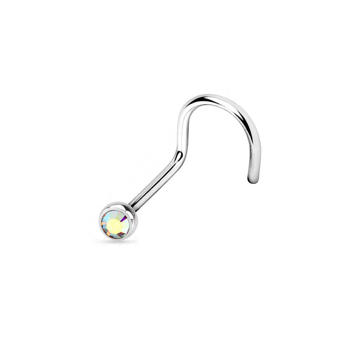 Titanium Nose Stud Twist with Deep Set CZ 20G - SkinKandy | Body Jewellery & Piercing