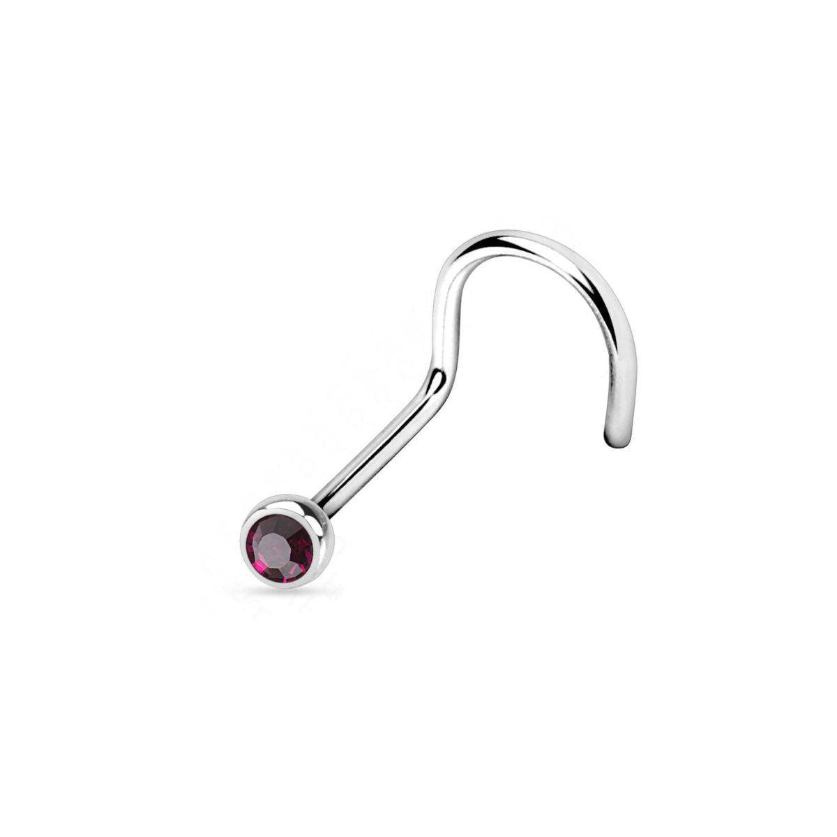 Titanium Nose Stud Twist with Deep Set CZ 20G - SkinKandy | Body Jewellery & Piercing