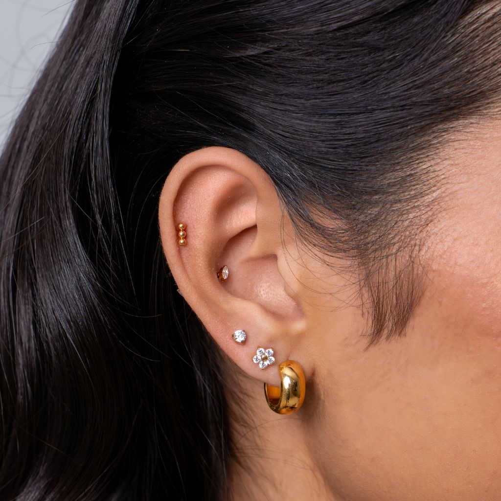 Titanium Internally Threaded 5 Marquise Arc Cubic Zirconia Flashback