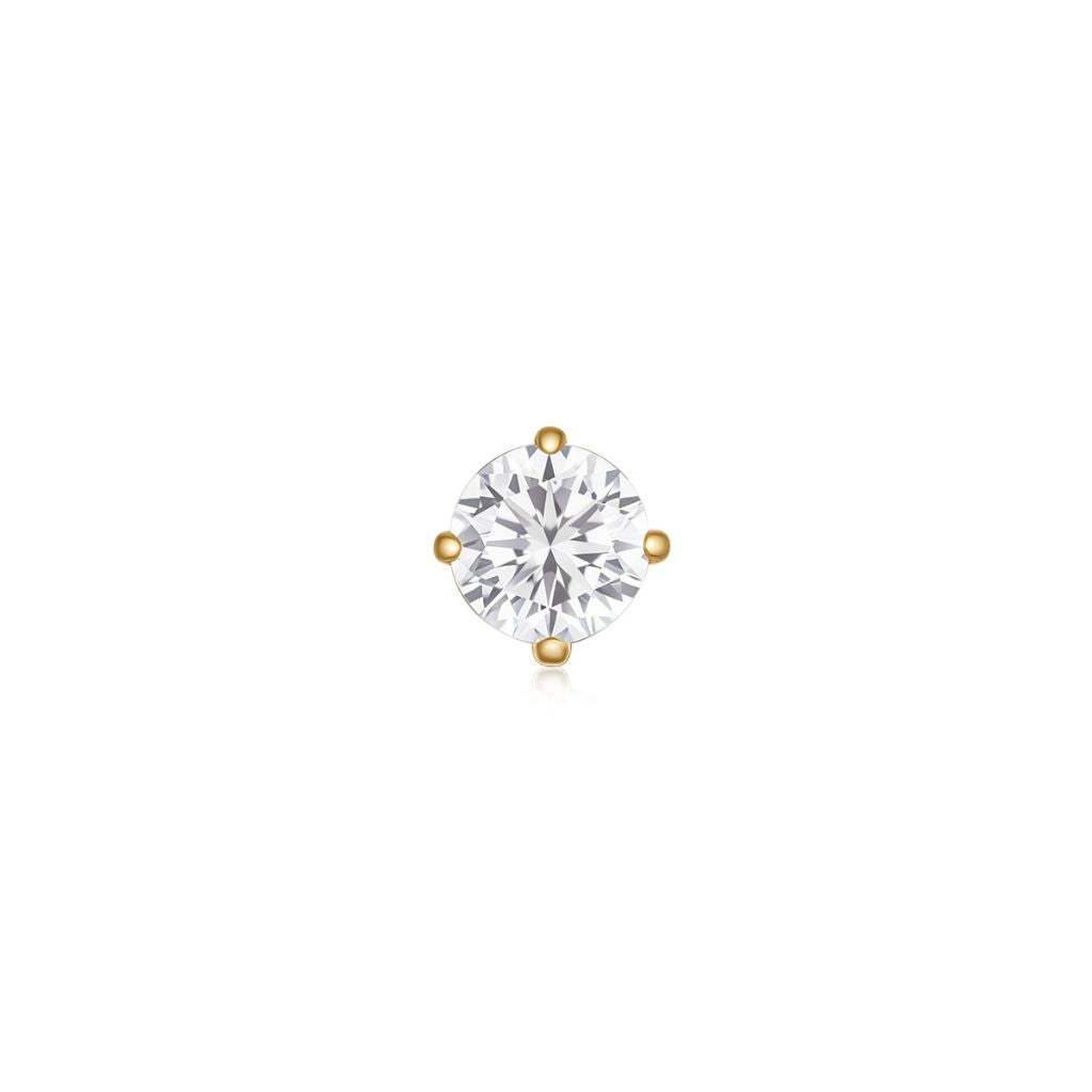 Titanium Threadless Flatback CZ Top with Flower Base