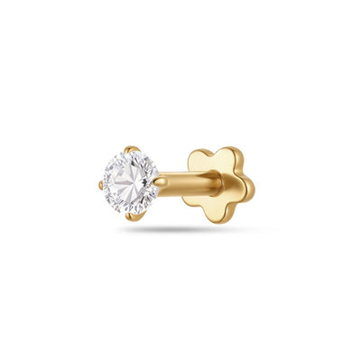 Titanium Threadless Flatback CZ Top with Flower Base