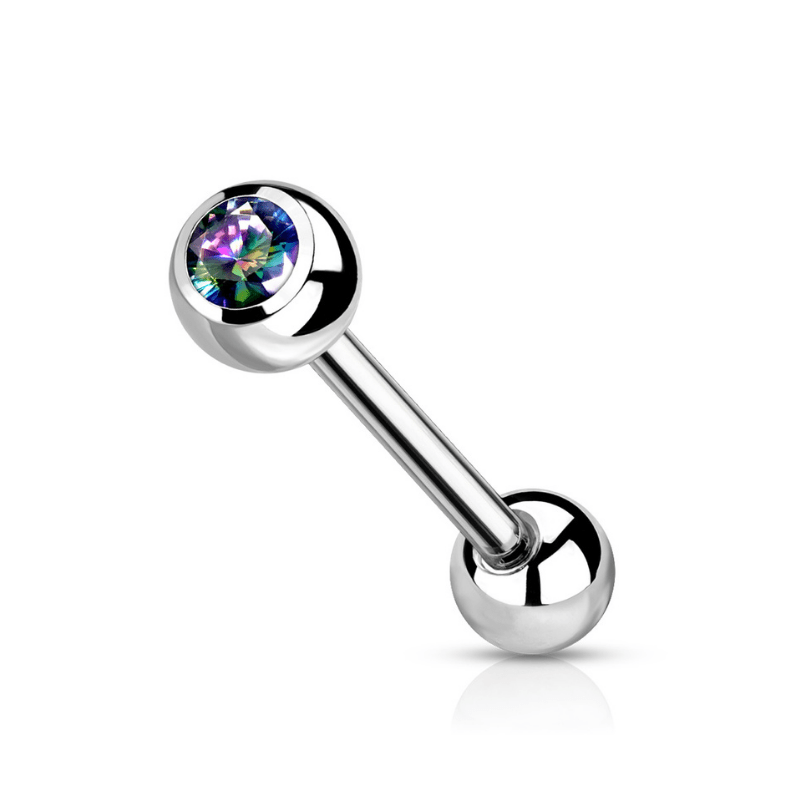 Titanium CZ Tongue Barbell | SkinKandy AU Titanium CZ Tongue Barbell | SkinKandy AU