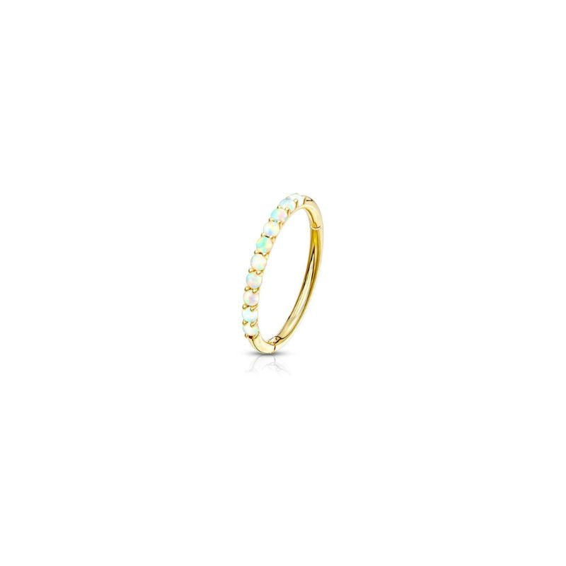 14kt Gold Opal Paved Hinged Segment Ring