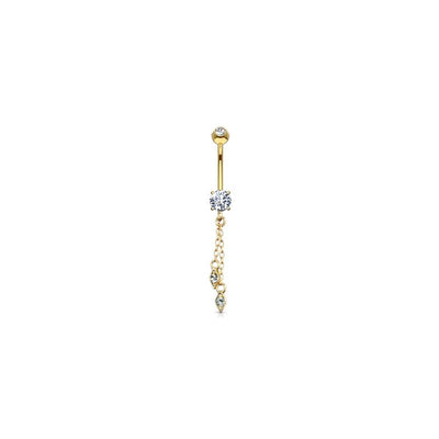 14kt Gold CZ Jewelled Navel Dangle