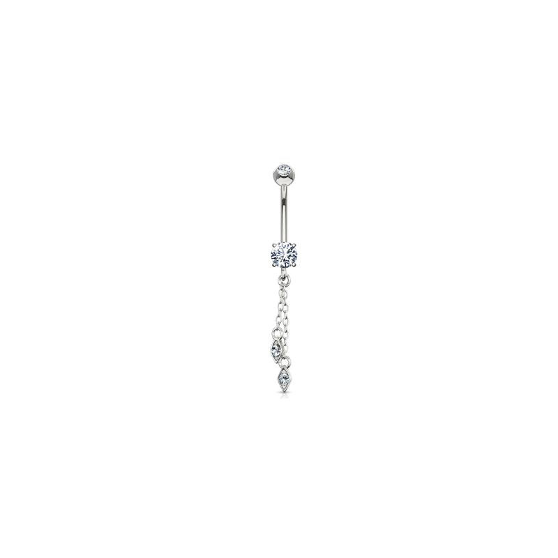 14kt Gold CZ Jewelled Navel Dangle