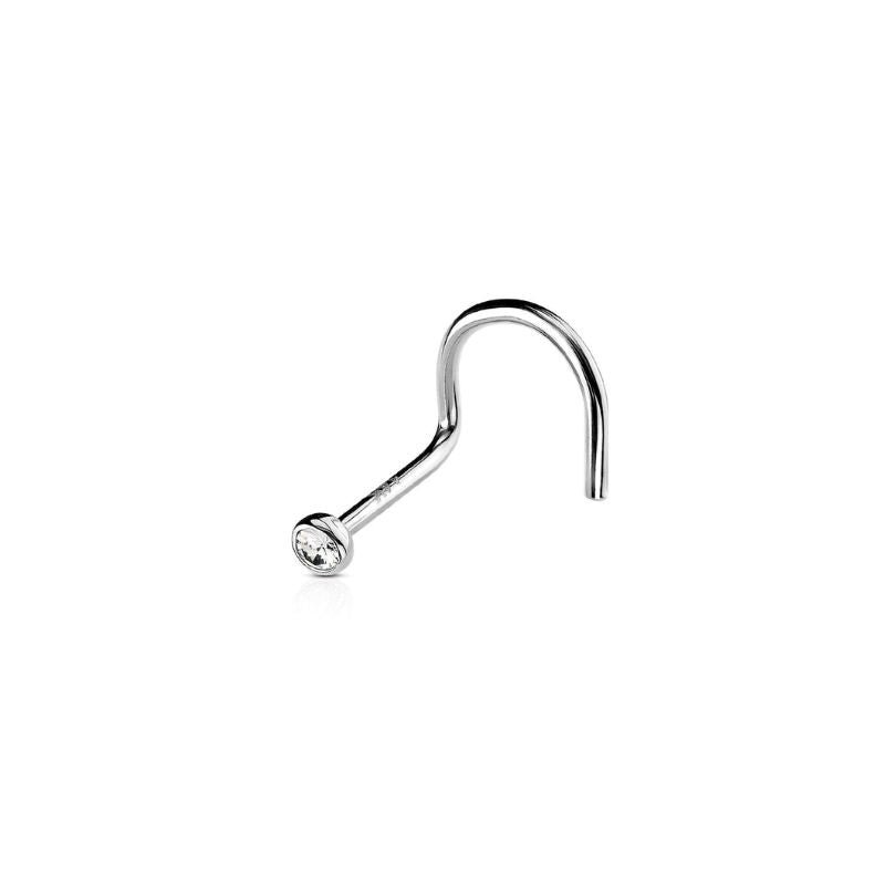 14K Solid Gold Bezel Set Cubic Zirconia Nose Twist - SkinKandy | Body Jewellery & Piercing Online Australia