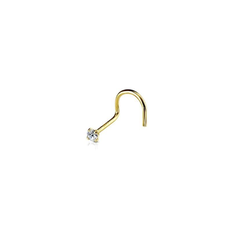 14K Solid Gold Prong - set Gem Nose Twist - SkinKandy | Body Jewellery & Piercing Online Australia