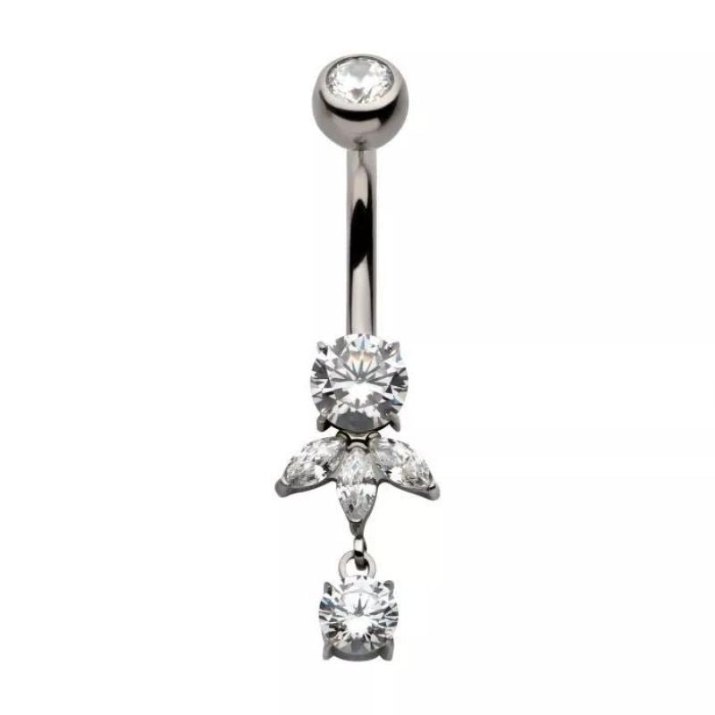 Titanium CZ Triple Marquis Navel Dangle - SkinKandy | Body Jewellery & Piercing Online Australia