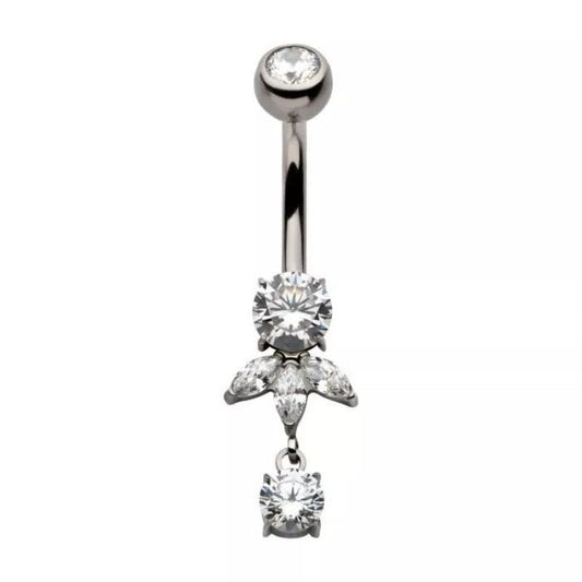 Titanium CZ Triple Marquis Navel Dangle - SkinKandy | Body Jewellery & Piercing Online Australia