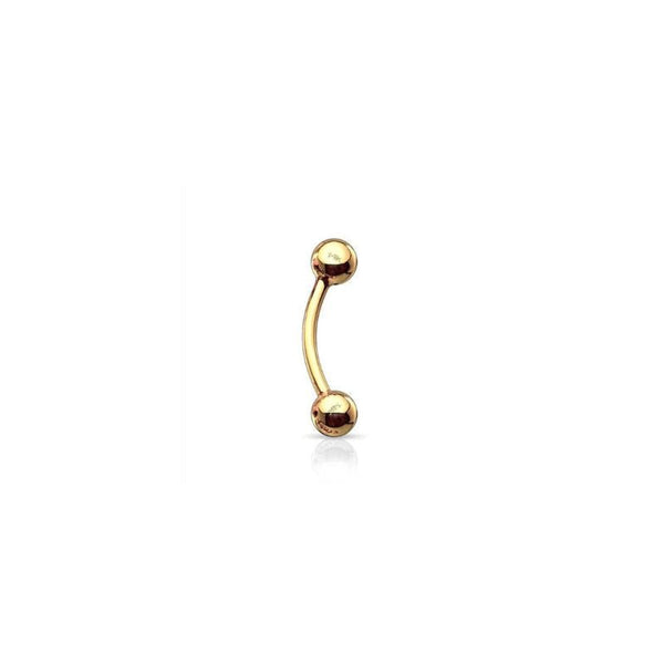 14K Solid Gold Curved Barbell Piercing