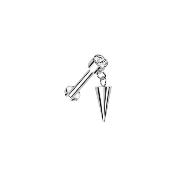 Titanium CZ and Cone Dangle Labret