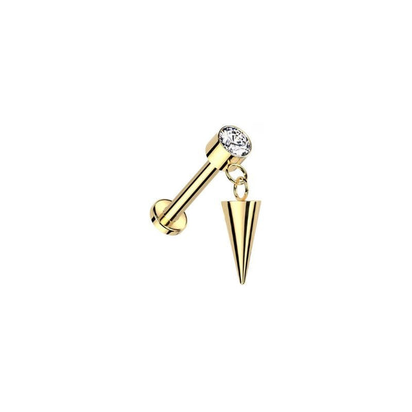 Titanium CZ and Cone Dangle Labret