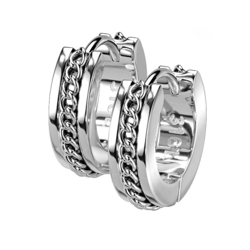 Chain Lined Huggie Earrings - SkinKandy | Body Jewellery & Piercing Online Australia