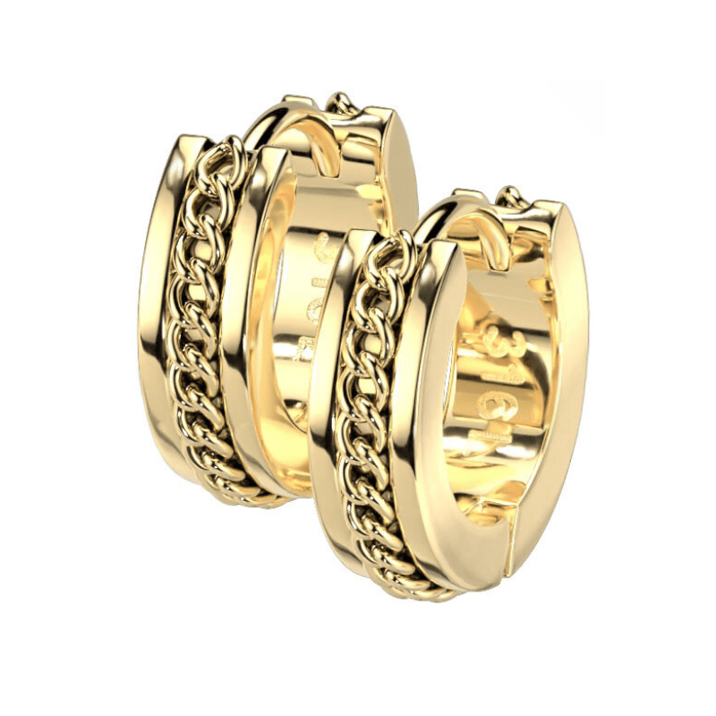 Chain Lined Huggie Earrings - SkinKandy | Body Jewellery & Piercing Online Australia