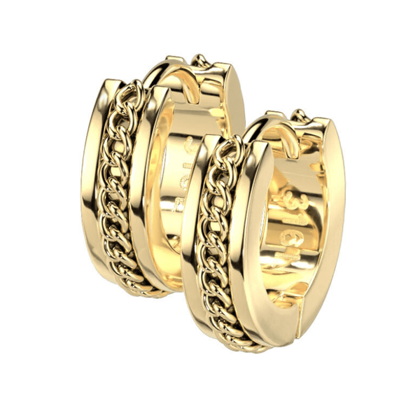 Chain Lined Huggie Earrings