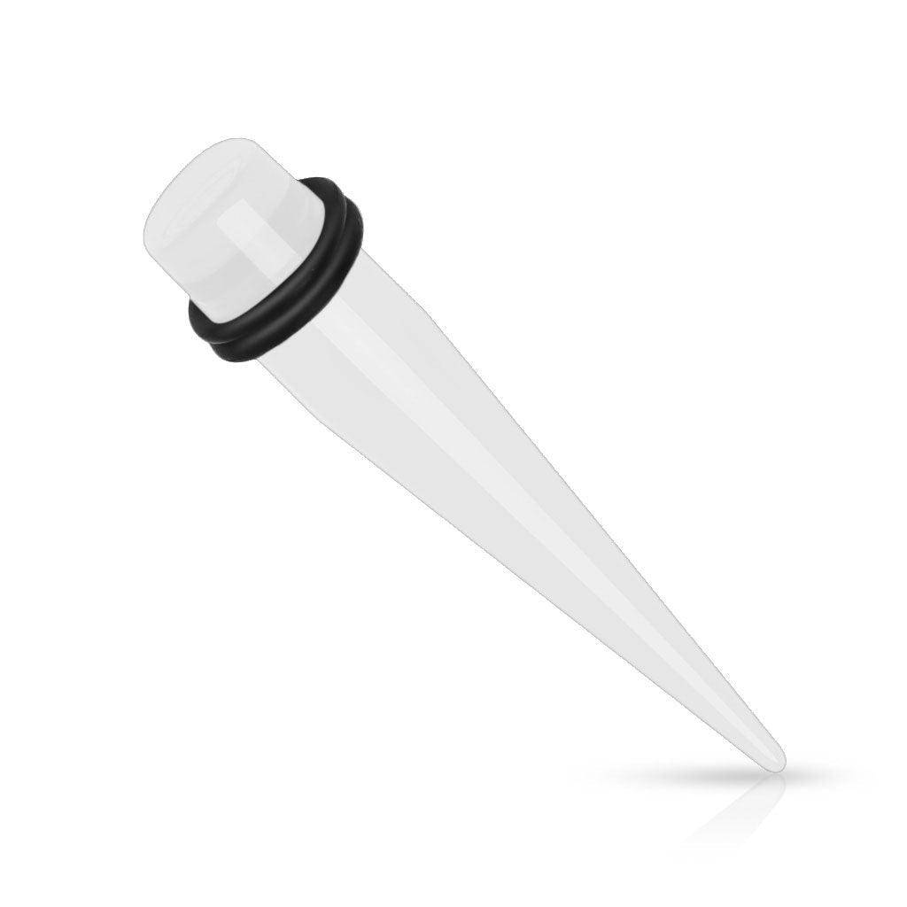 Clear acrylic ear taper plug with two black O-rings