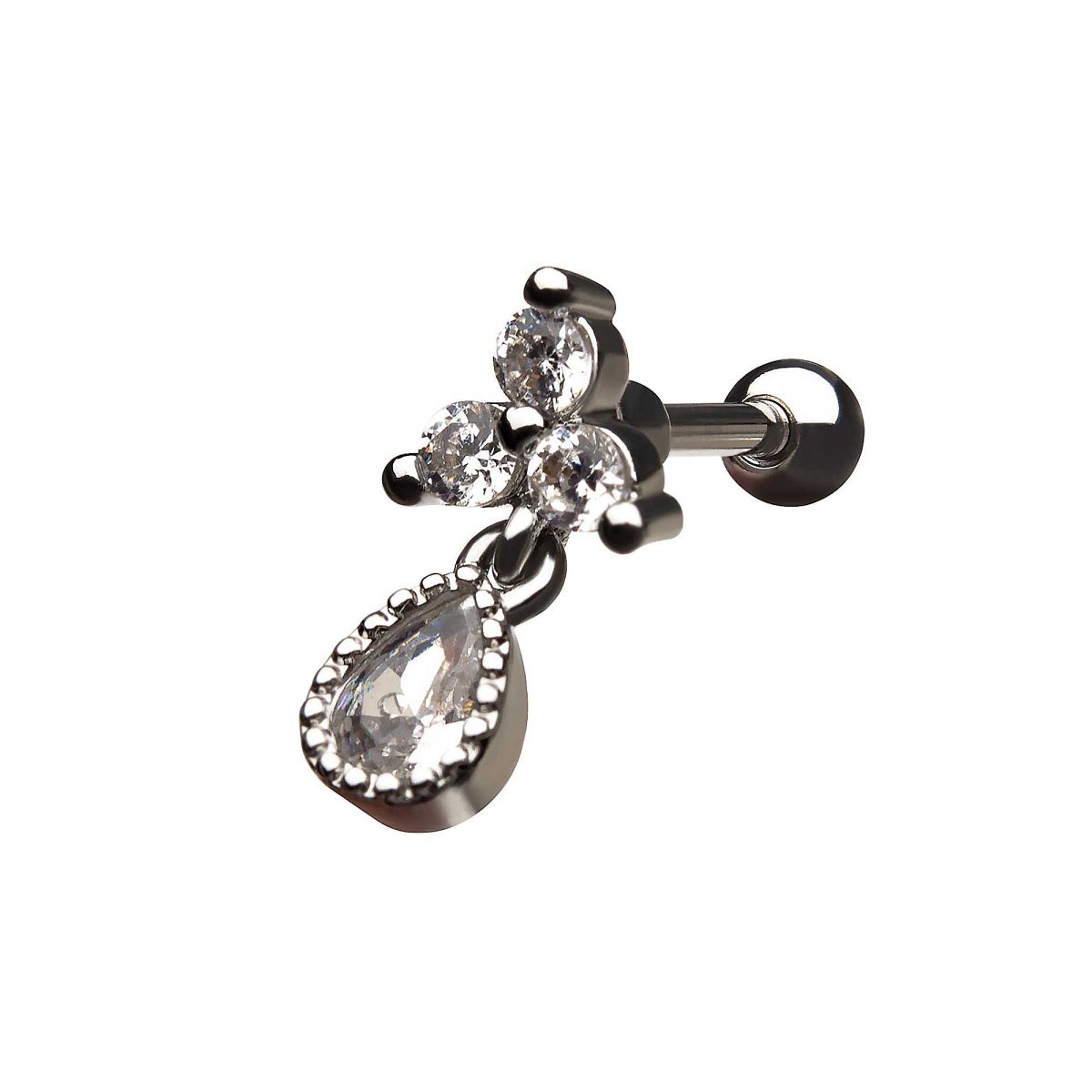 Trinity CZ Teardrop Labret - SkinKandy | Body Jewellery & Piercing Online Australia