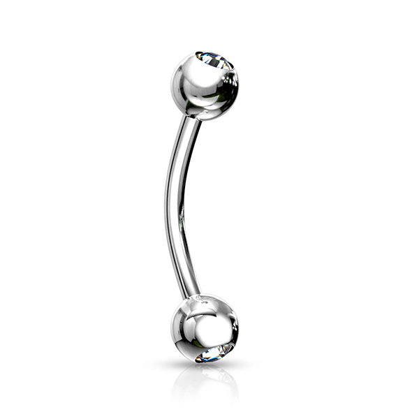 Deep Set Gem Steel Curved Barbell - Aurora Borealis