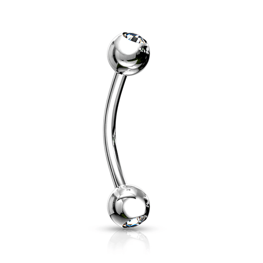 Deep Set Gem Steel Curved Barbell - Aurora Borealis