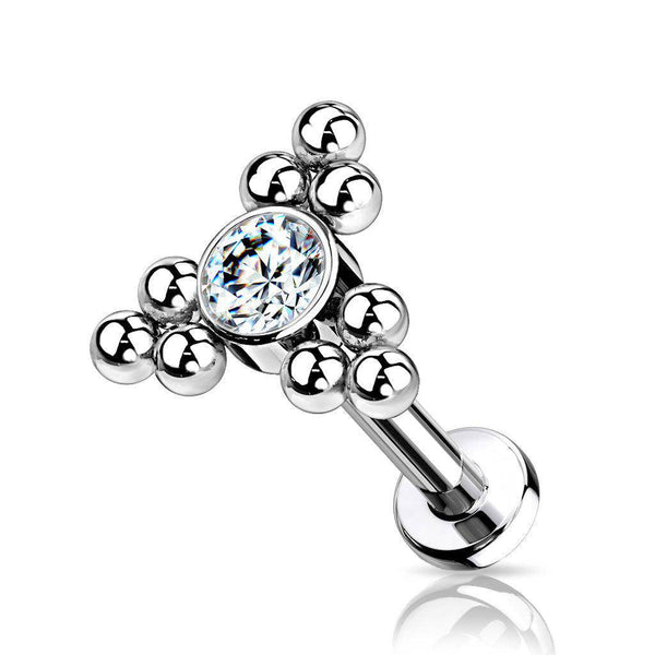 Titanium Ball Top Flatback Labret with Gem