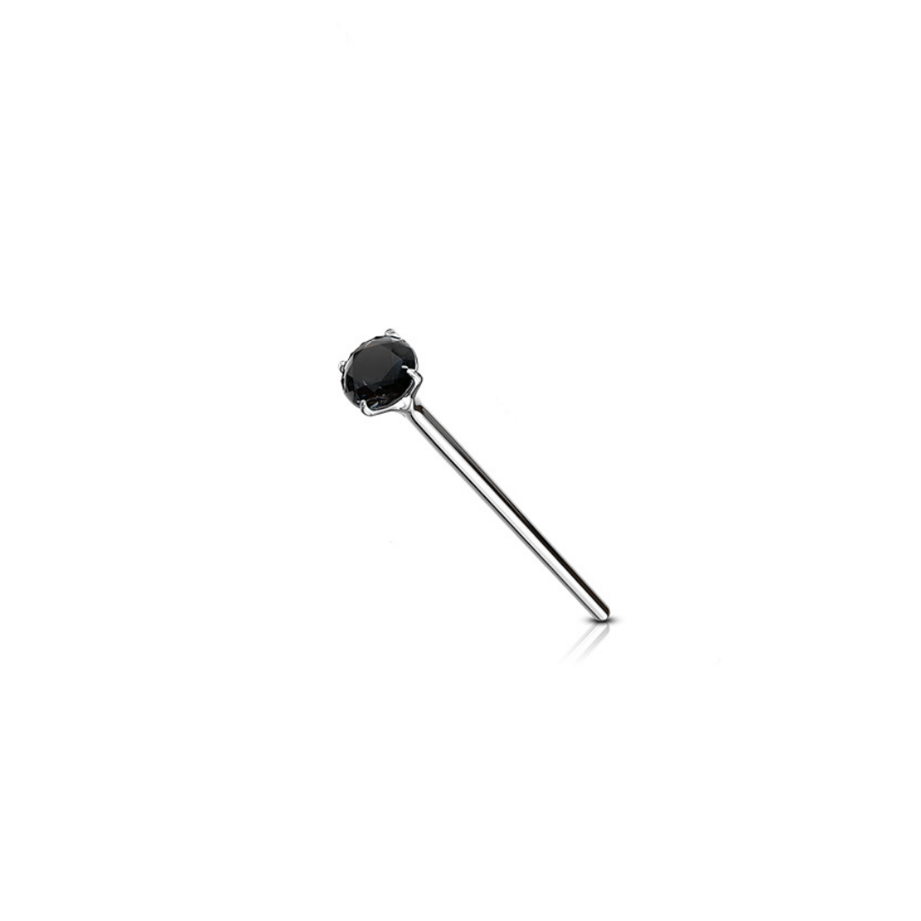 CZ Bendable Fishtail Nose Ring - Black Gem
