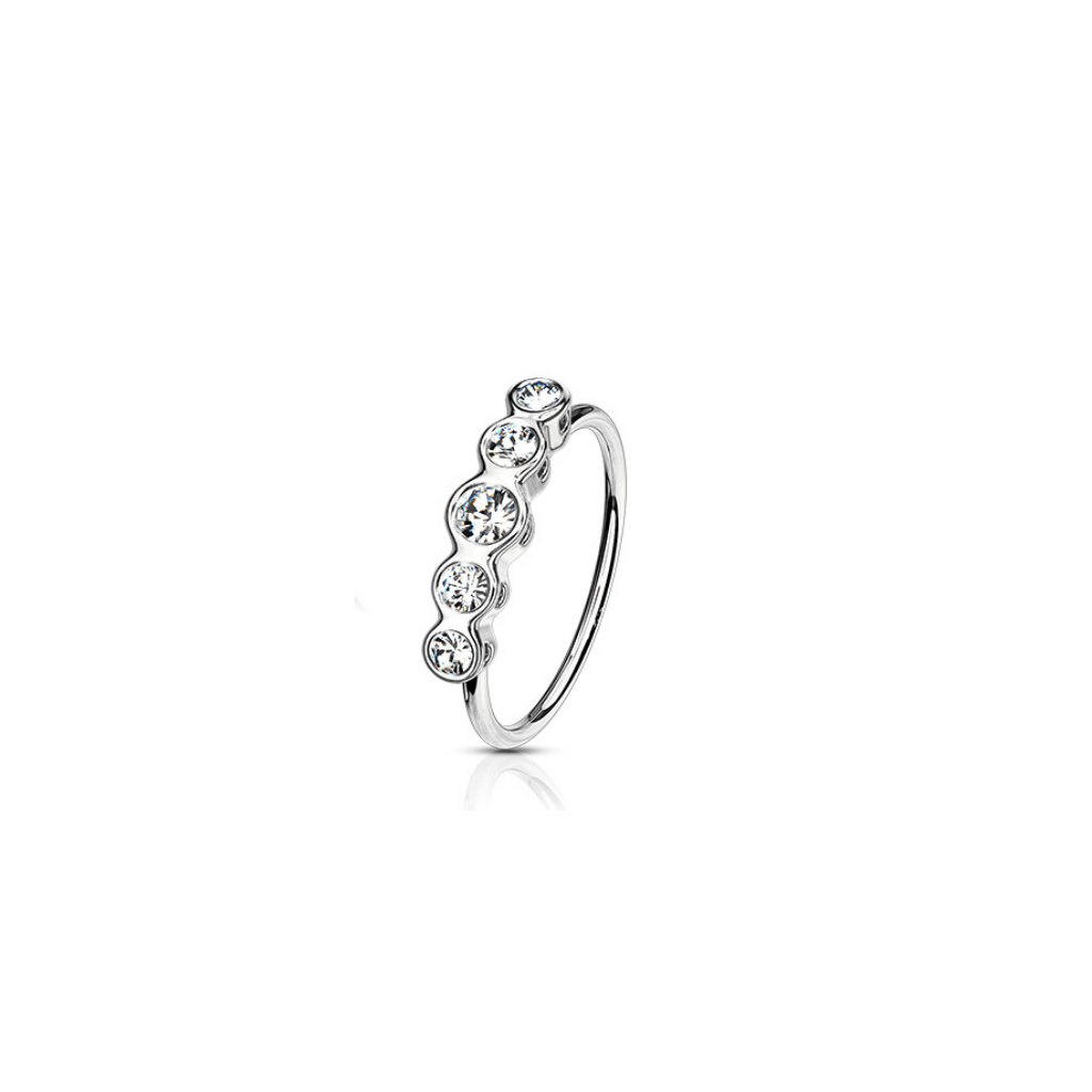CZ Bezel - Set Top Bendable Nose Hoop Ring - SkinKandy | Body Jewellery & Piercing Online Australia