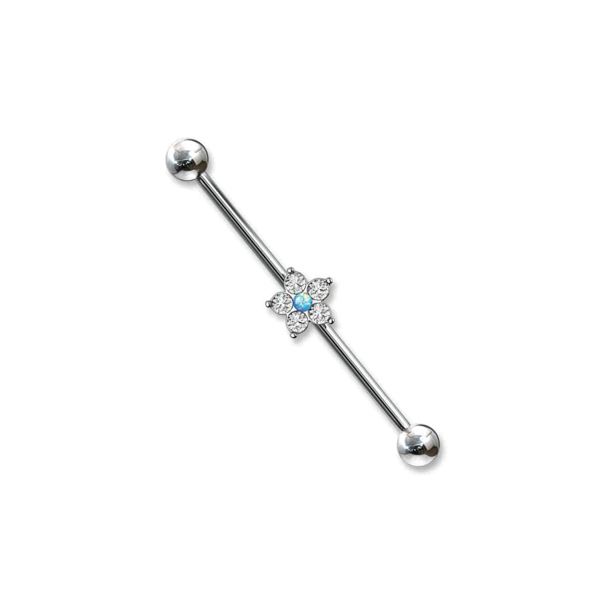 CZ Flower Opal Centre Industrial Barbell