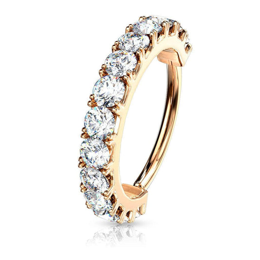 CZ Lined Bendable Hoop Ring 20G Rose Gold - SkinKandy | Body Jewellery & Piercing