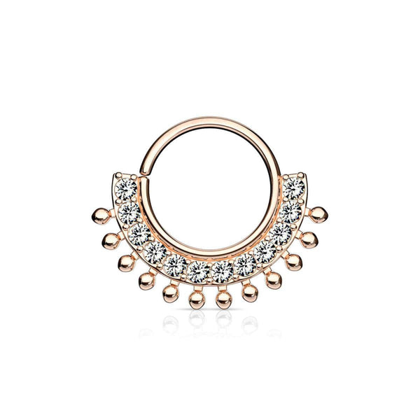 CZ Lined Fan Bendable Hoop Ring