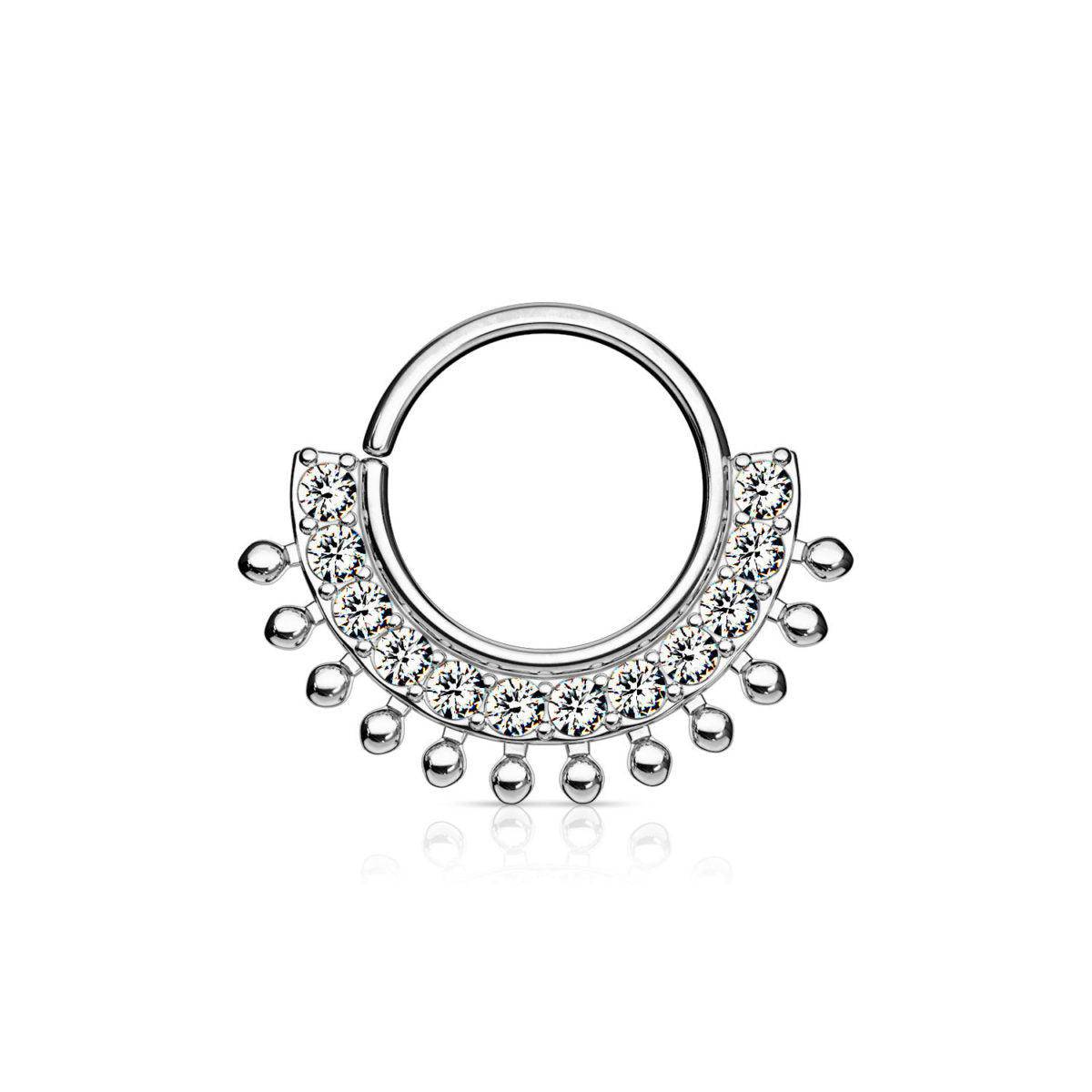 CZ Lined Fan Bendable Hoop Ring - SkinKandy | Body Jewellery & Piercing Online Australia