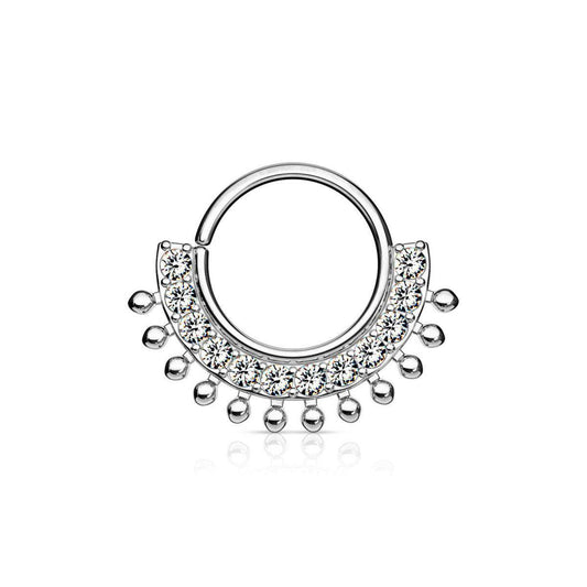 CZ Lined Fan Bendable Hoop Ring - SkinKandy | Body Jewellery & Piercing Online Australia