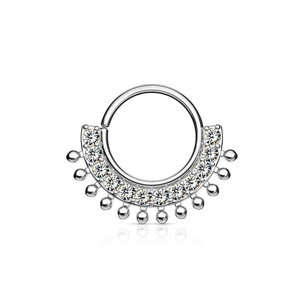 CZ Lined Fan Bendable Hoop Ring