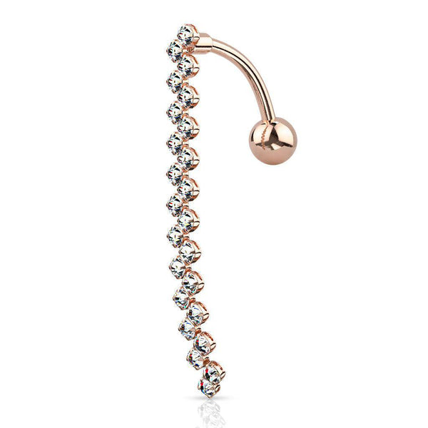 Cubic Zirconia Paved Zig Zag Top Drop Belly Ring