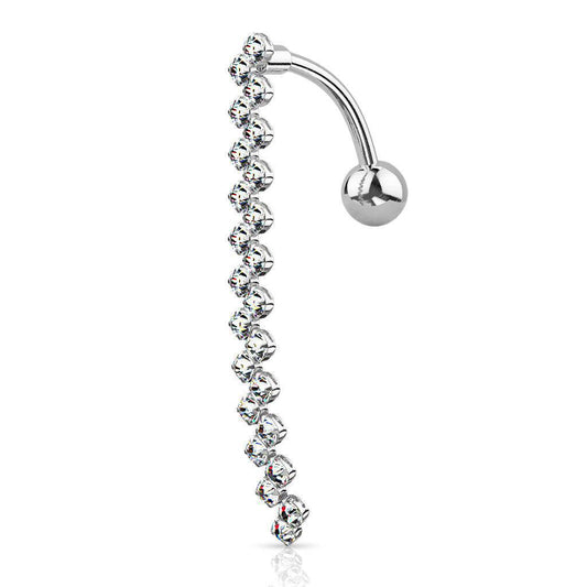 CZ Paved Zig Zag Top Drop Belly Ring - SkinKandy | Body Jewellery & Piercing Online Australia