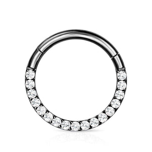 CZ Titanium Hinged Segment Ring 16G - Black - SkinKandy | Body Jewellery & Piercing