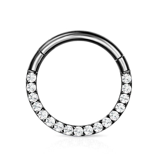CZ Titanium Hinged Segment Ring 16G - Black - SkinKandy | Body Jewellery & Piercing