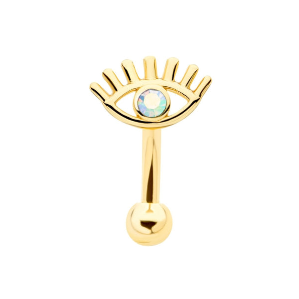 Evil Eye CZ Curved Barbell
