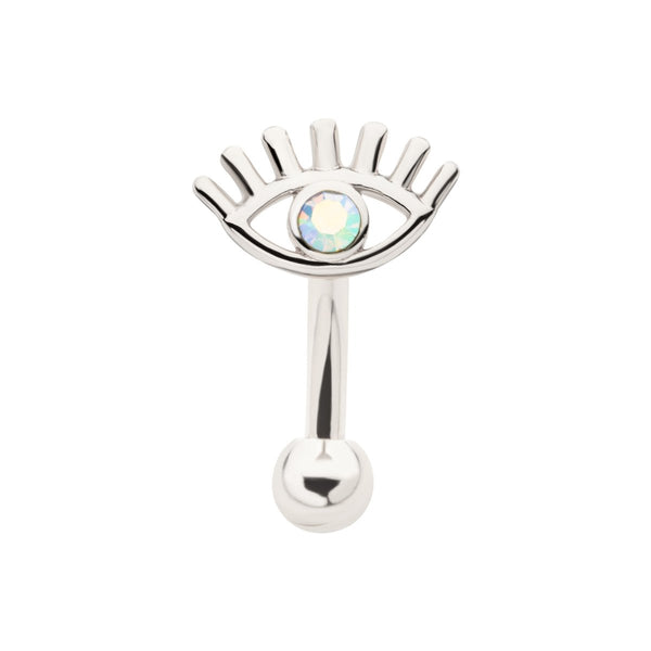 Evil Eye CZ Curved Barbell