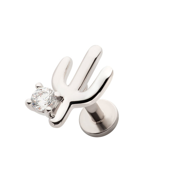 Threadless CZ Cactus Flatback Labret