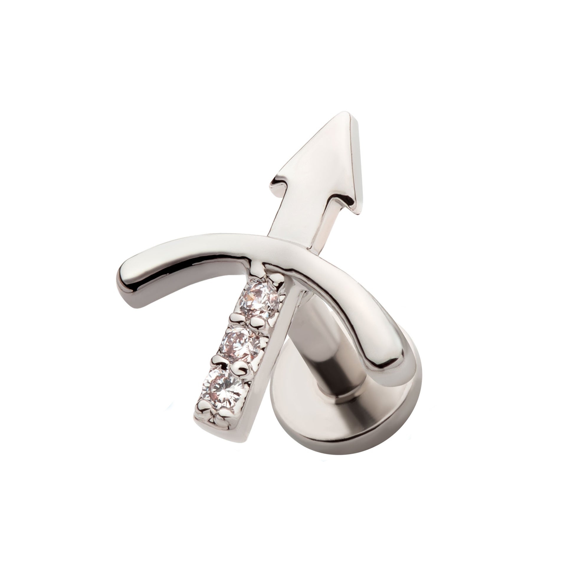 Threadless CZ Bow and Arrow Flatback Labret - SkinKandy | Body Jewellery & Piercing Online Australia